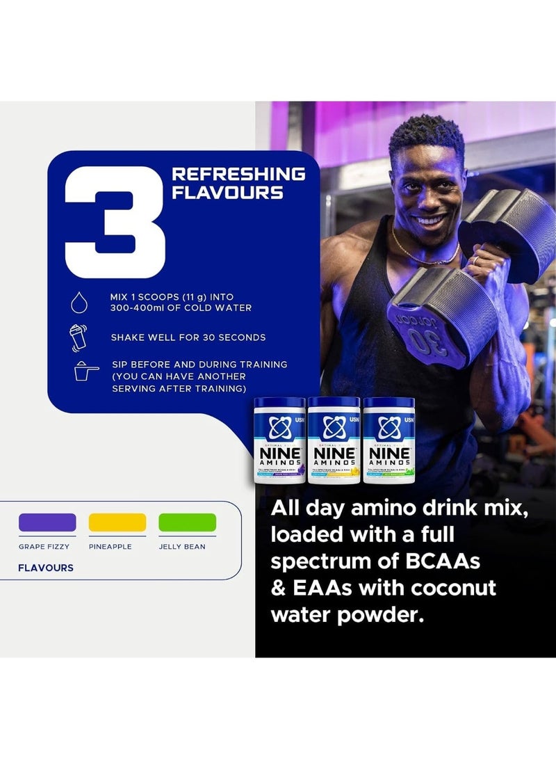 USN Perfect Ratio ALL9 Amino Pineapple 330g – Full Spectrum BCAA & EAA Formula for Recovery, Hydration & Endurance (30 Servings) - Image 2
