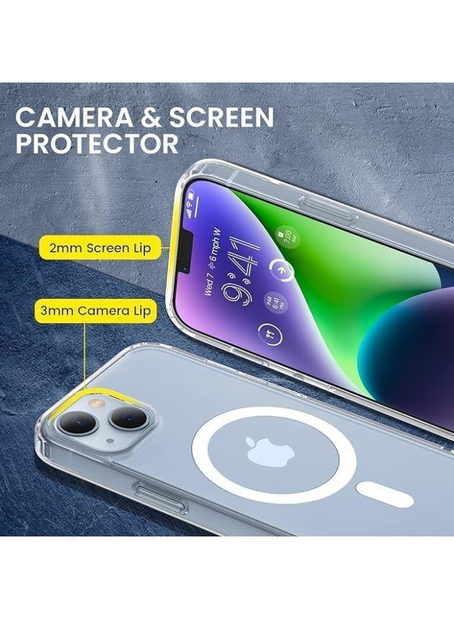 Clear Case Compatible with iPhone 13 Case & iPhone 14 Case, Magnetic Case with Built-in Magnets, Crystal Clear Hard PC Back + Soft TPU Frame Slim Cover for iPhone 13 / iPhone 14 6.1" - (Clear) - Image 3