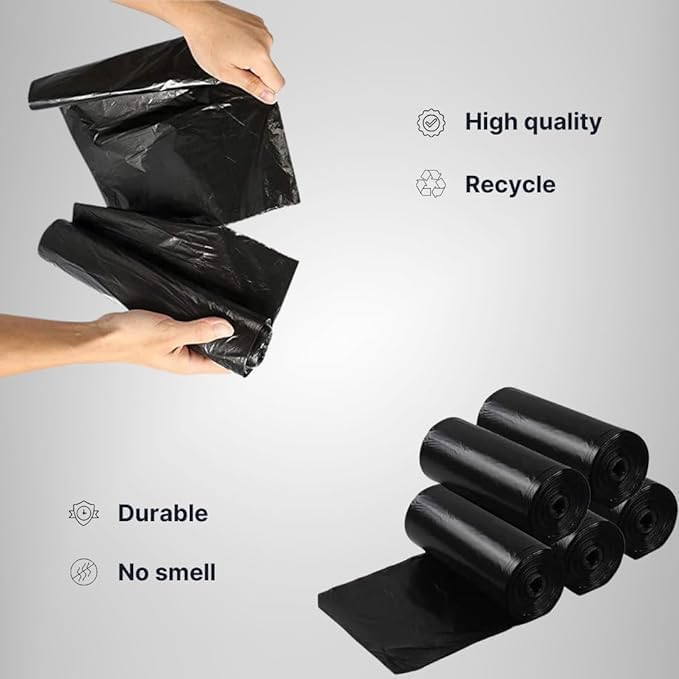 Shoping now Garbage Bags Medium 19 x 21 Inches 30 BagsRoll 90 Count Pack Of 3 Black Plastic 180 Count Pack of 6 - Image 2