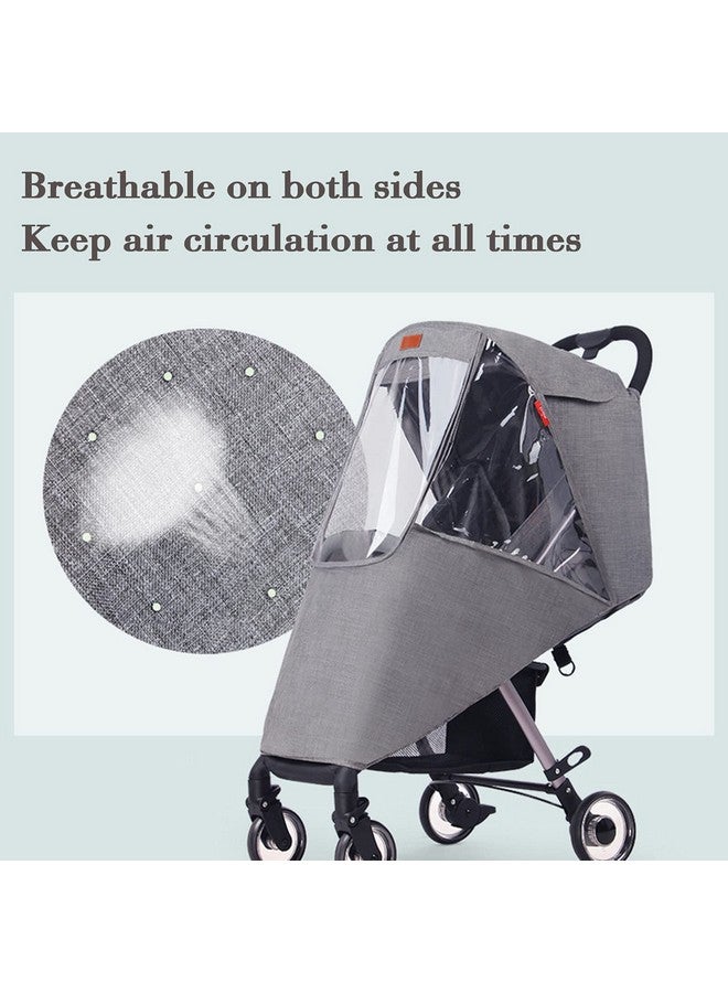 ITODA Universal Rain Cover for Baby Stroller Waterproof Windproof Rainy Weather Guard Air Holes Wind Dust Protection Breathable Shield Elastic Band Transparent Accessories with Storage Pocket - Image 5