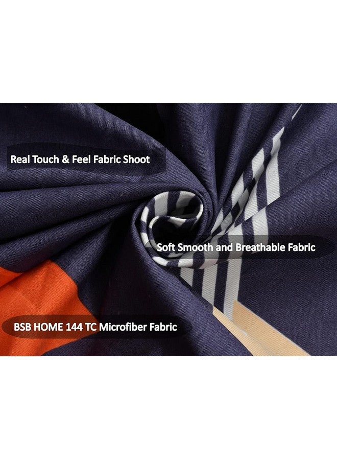BSB HOME BSB HOME Premium 160 TC Super Soft Glace Cotton Floral Breathable & Wrinkle Free Bedsheet with 2 Pillow Covers (Dark Grey Orange and White, Double) -3 Pcs Set - Prime Collections  - Image 2