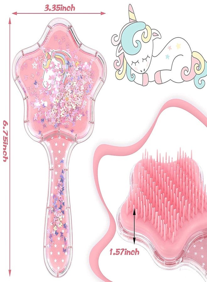 4WORDS Unicorn Star Shaped Glittery Detangling Hair Brush Comb Glide On Tangles with for Kids and Little Girls (Pack of 1) - Image 4