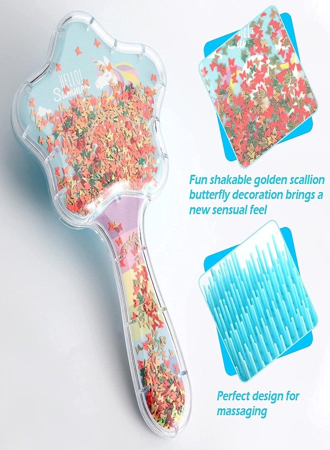 4WORDS Unicorn Star Shaped Glittery Detangling Hair Brush Comb Glide On Tangles with for Kids and Little Girls (Pack of 1) - Image 3