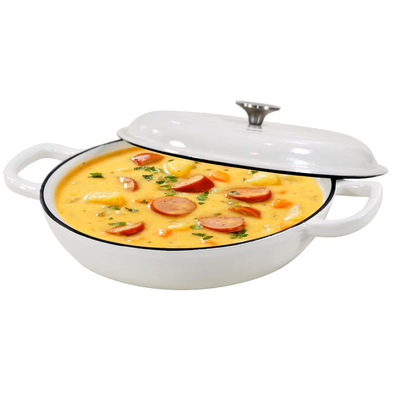 Cast Iron Dutch Oven 38 Quart Dutch Oven Pot with lid White Heavy Duty Dutch Oven Dual Handles Porcelain Enameled Cast Iron Skillet Family or Friends Gifts