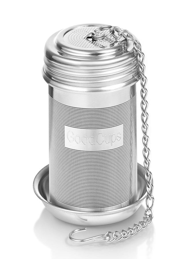 GoodCups Stainless Steel Tea Infuser for Loose Leaf Tea, Small (1.5” Diameter x 2.2” Height) – Extra Fine Mesh Strainer with Chain Hook & Lid, Reusable Tea Steeper for Mugs, Cups & Teapots - Image 1