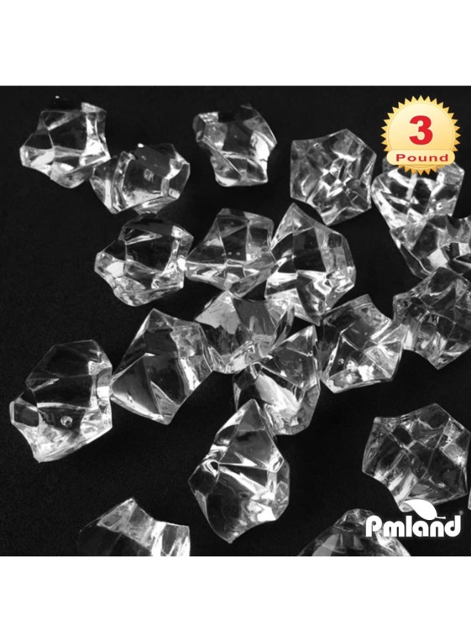 PMLAND Clear Acrylic Ice Rocks Crystals Gems - 1 Inch Length 3 lbs Bulk Bag for Vase Filler Table Scatter Party Wedding Arts Crafts Decoration Display Idea - Image 4