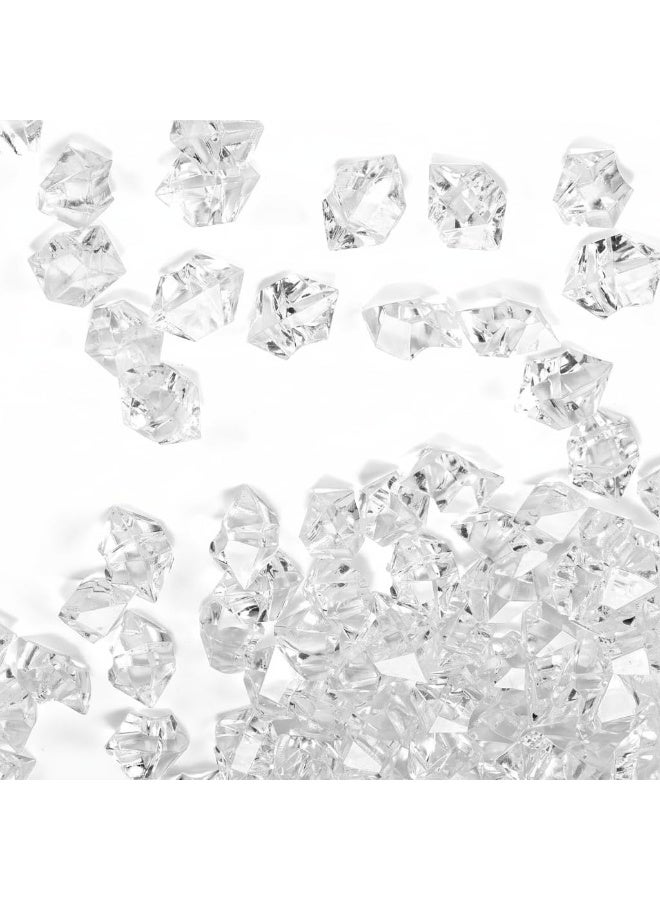 PMLAND Clear Acrylic Ice Rocks Crystals Gems - 1 Inch Length 3 lbs Bulk Bag for Vase Filler Table Scatter Party Wedding Arts Crafts Decoration Display Idea - Image 1