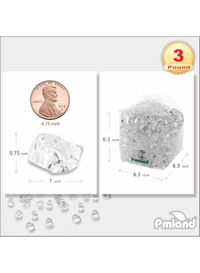 PMLAND Clear Acrylic Ice Rocks Crystals Gems - 1 Inch Length 3 lbs Bulk Bag for Vase Filler Table Scatter Party Wedding Arts Crafts Decoration Display Idea - Image 2