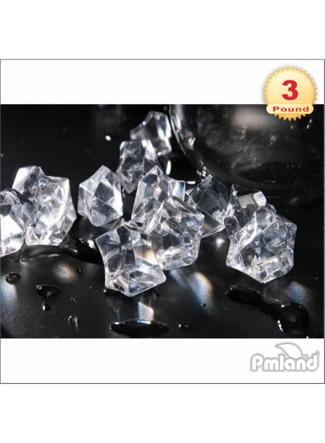 PMLAND Clear Acrylic Ice Rocks Crystals Gems - 1 Inch Length 3 lbs Bulk Bag for Vase Filler Table Scatter Party Wedding Arts Crafts Decoration Display Idea - Image 3