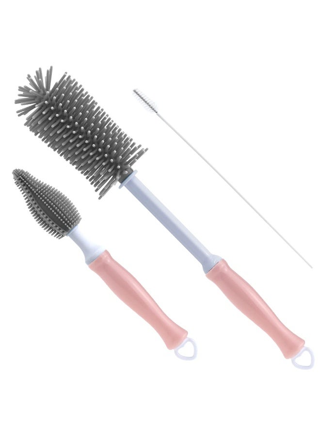 Auerllcy Silicone Cleaning Brush, 12" Long Handle Water Bottle Cleaner for Baby, Sports, Vase, Glassware, and Smaller Diameter Openings - Image 1