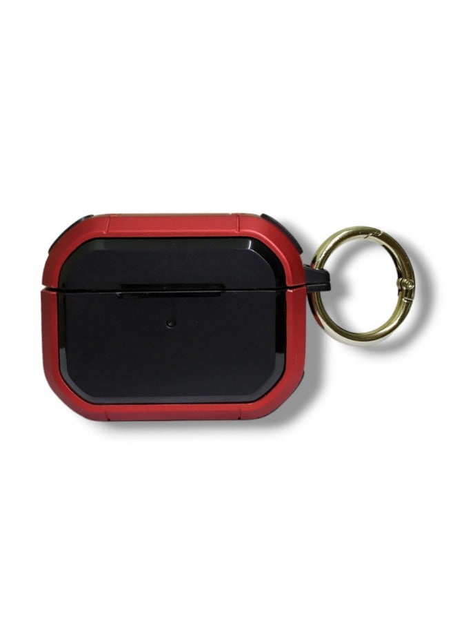 Shockproof Hard Protective Case for AirPods Pro 2 - Red/Black  - Image 1