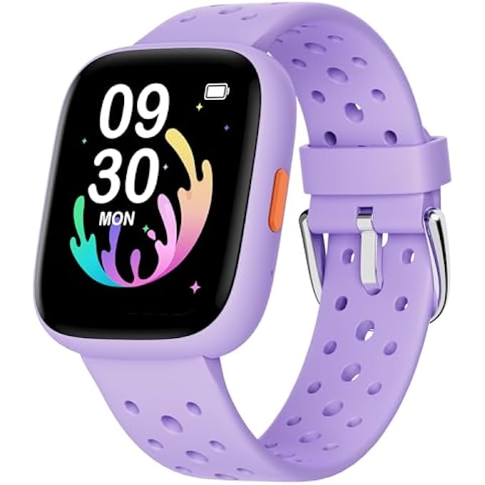 rayihni Smartwatch Kids, 1.8 Inch Fitness Watch Pedometer, 24/7 Pulse, Sleep Monitor, Vibration Alarm, Ip68 Waterproof, Puzzle Games With/Without App, For Girls Teens 5-16, Purple - Image 2