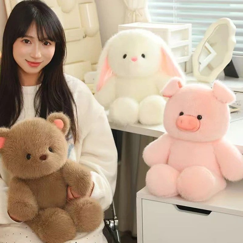 Y&D Cute Stuffed Animal Plush Toys – Soft Pink Pig & Long-Ear Rabbit Teddy Bear Filled with Premium PP Cotton for Kids and Toddlers - Image 3