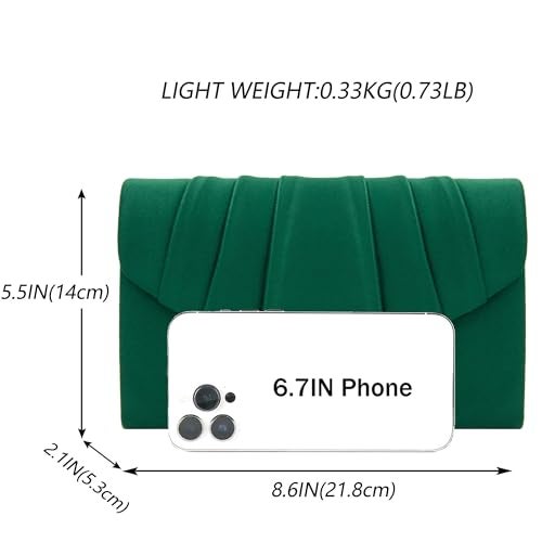 Milisente Clutch Purses For Women Formal Pleated Evening Bag Bridal Evening Clutch Bag(Green) - Image 3