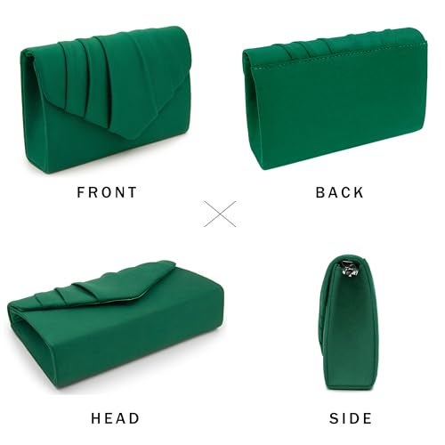 Milisente Clutch Purses For Women Formal Pleated Evening Bag Bridal Evening Clutch Bag(Green) - Image 4