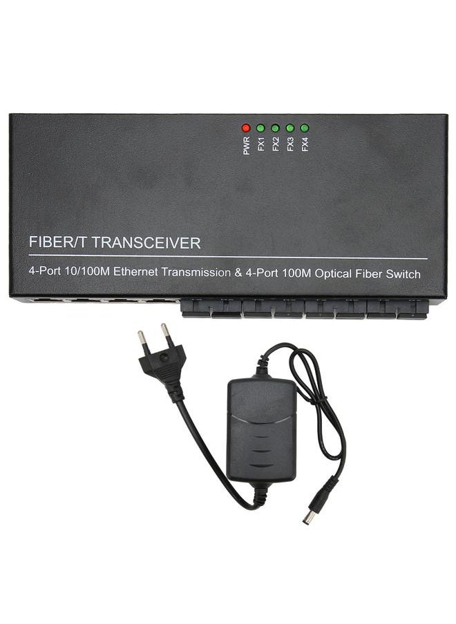Thoraya Optical to electrical converter Tx1310nm 10/100 Mbps Dual fiber single mode fiber optic transceiver SC 4 optical ports 4 electrical ports up to 25km RJ-45 port European standard  - Image 1