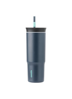 Owala Stainless Steel Triple Layer Insulated Travel Tumbler with Spill Resistant Lid and Straw, BPA Free, 24 oz, Black/Grey (Foggy Tide)