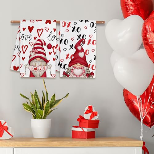 FUTBU Valentines Day Kitchen Towels, Valentines Kitchen Decor Dish Tea Towels 16”x23.5” Sets of 2, Red Valentine Day Gnomes Decorations for Home Kitchen Towels Housewarming Gifts Bathroom - Image 4