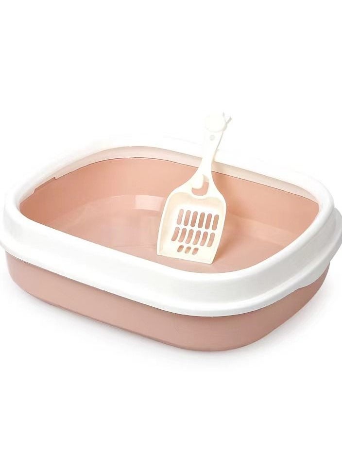 Generic TaoTaoPets Cat Litter Box, Large Size With High Sides 47cm x 39cm x 13cm, Pvc Cat Litter Scooper .(Pink）  - Image 1
