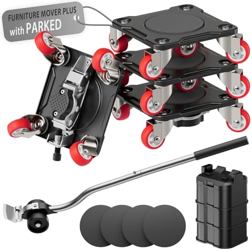 ONEON Heavy Duty Furniture Movers with Wheels Dolly with Auxiliary Lifter AllNew Upgraded Carbon Steel Panels 360Wheeled Casters Supports up to 1100 lbs MParked - Image 1