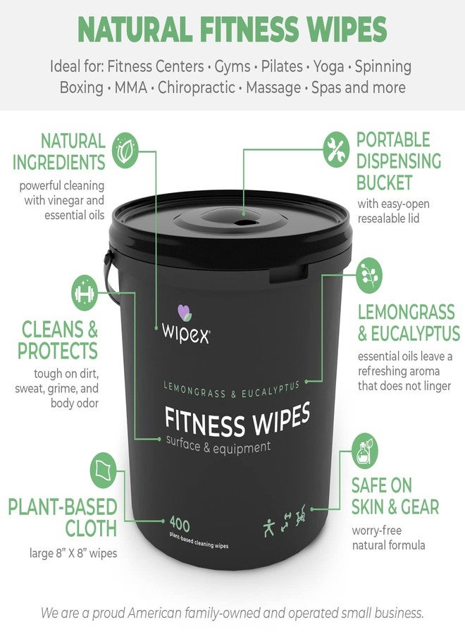 Wipex Yoga Mat Cleaner Gym Wipes - Plant-Based Lemongrass, Eucalyptus & Vinegar Wipes for Fitness Equipment & All Purpose Gym Cleaning - Safe for Peloton Bikes & Treadmills - 400 Count - Image 3