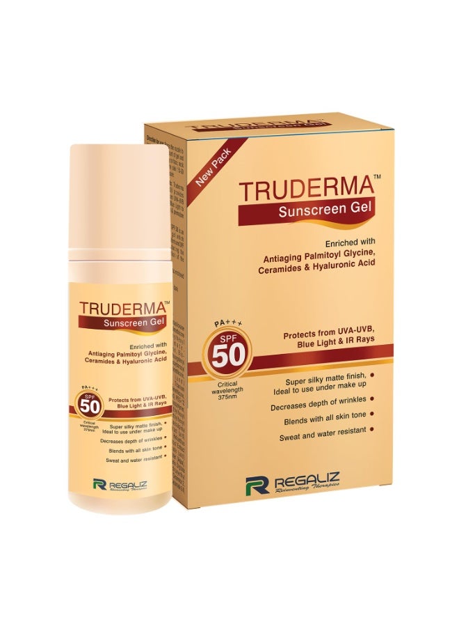 Regaliz Truderma Sunscreen Gel Spf 50+ | Broad Spectrum Uva & Uvb Protection | 50Gm, All skin - Image 1
