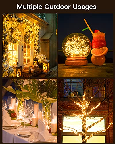Brightown Solar String Lights, 2 Packs Total 66Ft 200 LED Solar Fairy Lights with 8 Modes, Waterproof Solar Lights for Outside Patio Yard Tree Wedding Christmas(Warm White) - Image 3