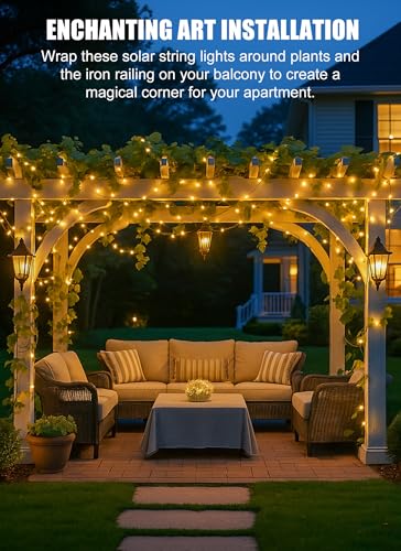 Brightown Solar String Lights, 2 Packs Total 66Ft 200 LED Solar Fairy Lights with 8 Modes, Waterproof Solar Lights for Outside Patio Yard Tree Wedding Christmas(Warm White) - Image 5