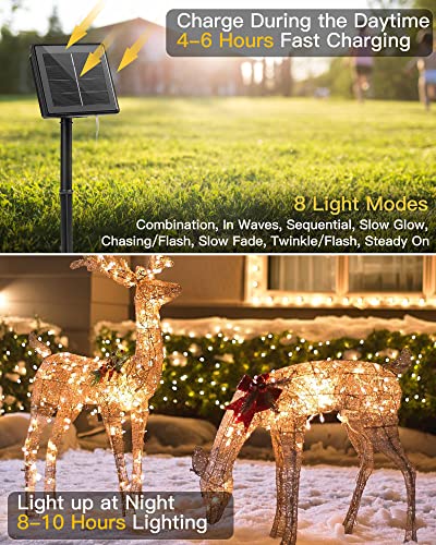 Brightown Solar String Lights, 2 Packs Total 66Ft 200 LED Solar Fairy Lights with 8 Modes, Waterproof Solar Lights for Outside Patio Yard Tree Wedding Christmas(Warm White) - Image 2
