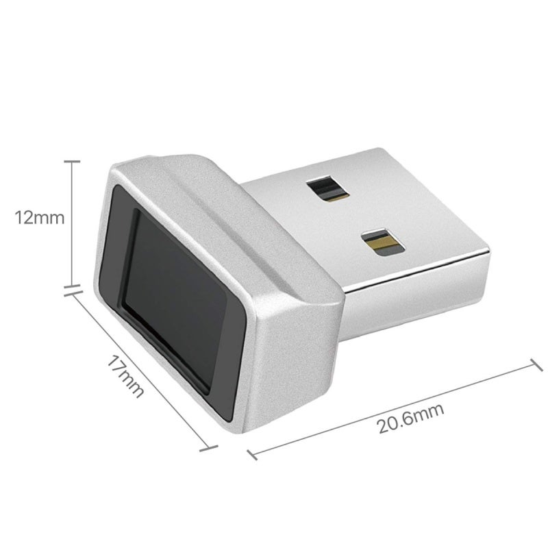 Fingerprint Reader Fast 0.05s Recognition USB Login Device - 360-Degree Detection Windows Hello Fingerprint ID for Cloud Computing Silver - Image 2