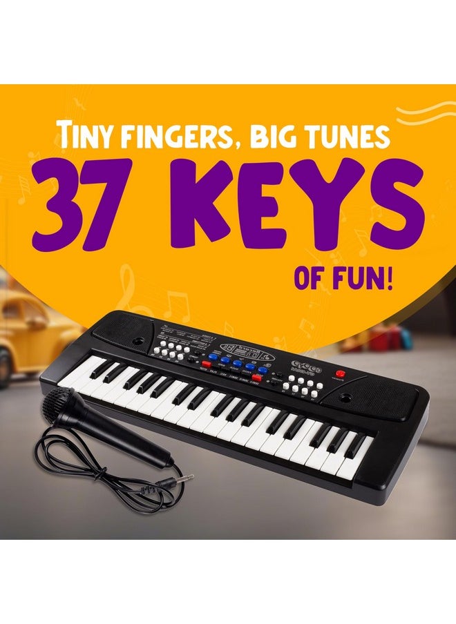 Gooyo Gooyo GY-430A1 Portable Musical Piano Keyboard with Microphone |37 Keys, 8 Rhythms, 8 Tones with 6 In-Built Demos & Song Record Feature|Black Color, Dual Power Supply Source: Micro USB Cable(Included)  - Image 4