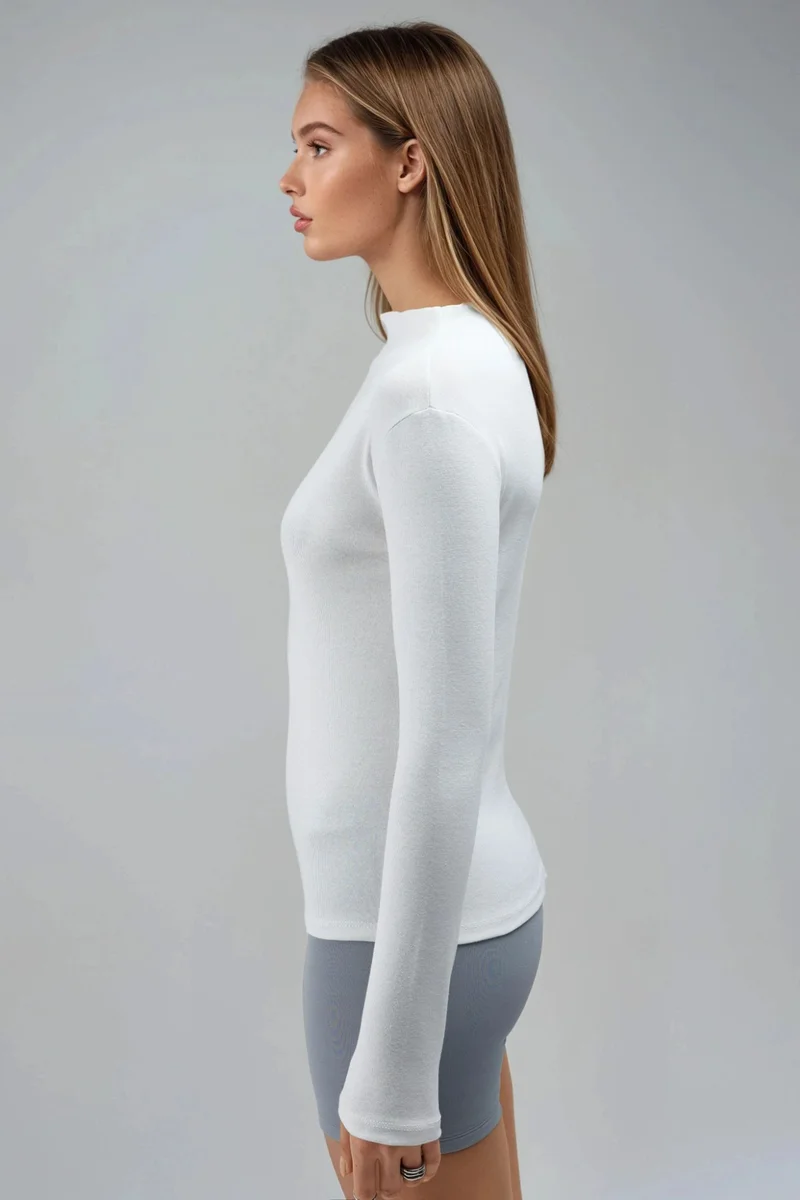 Busem White BUSEM Slim Fit Half Turtleneck Blouse for Women | Best Price UAE