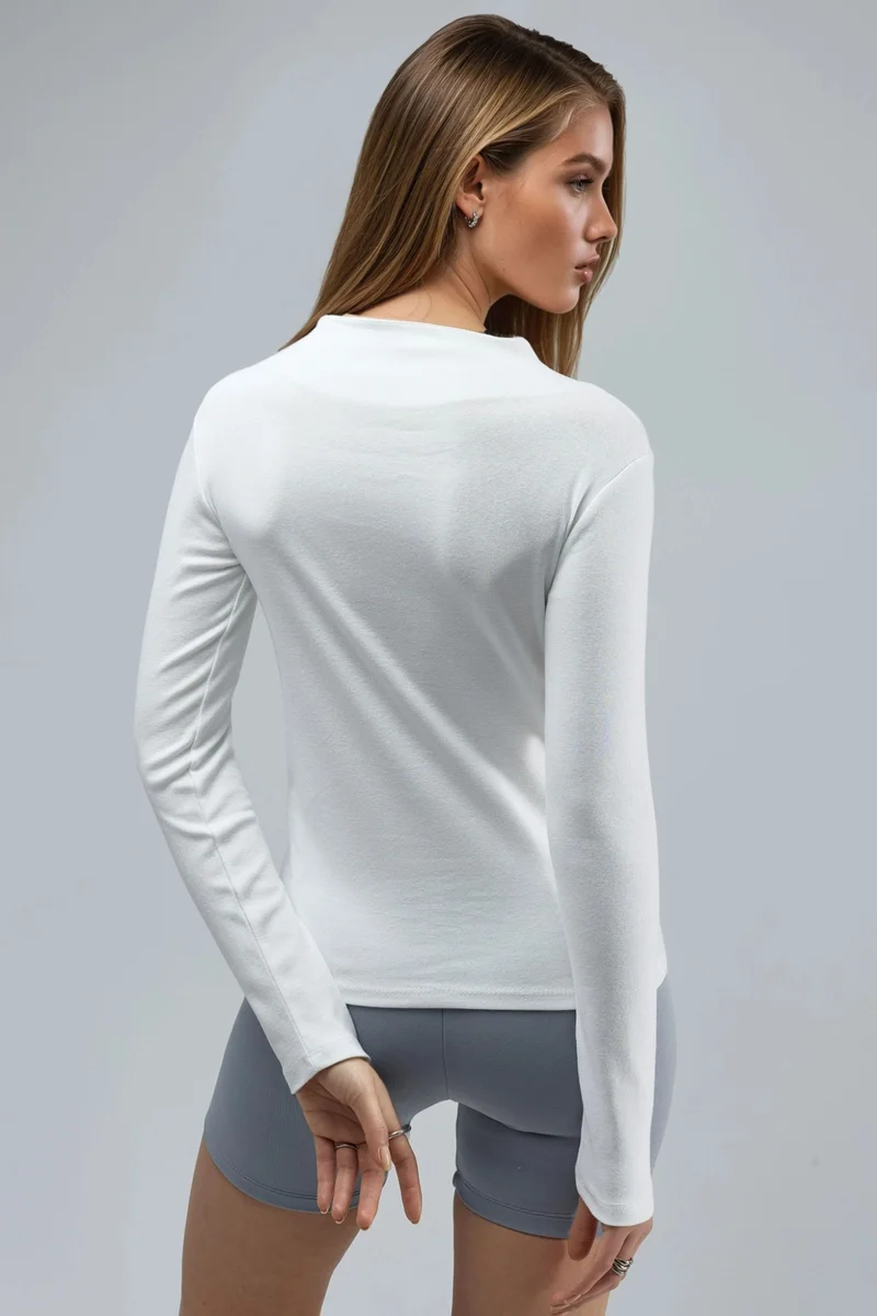 Busem White BUSEM Slim Fit Half Turtleneck Blouse for Women | Best Price UAE