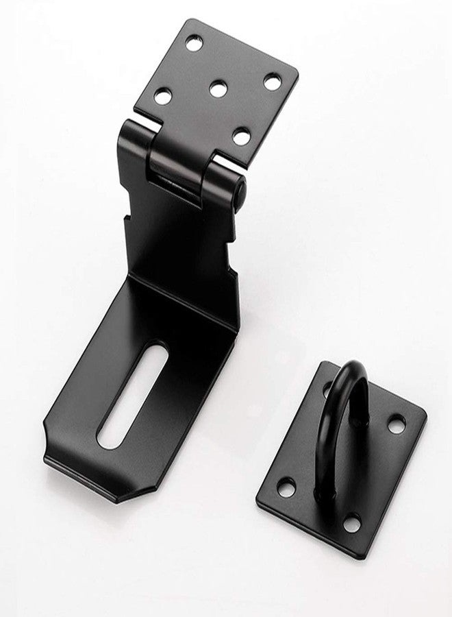 dingchi 90 Degree Stainless Steel Right Angle Padlock Hasp Locking Latch - Security Door Clasp for Push/Sliding/Barn Door, 2mm Thick, Matte Black Finish - Image 4