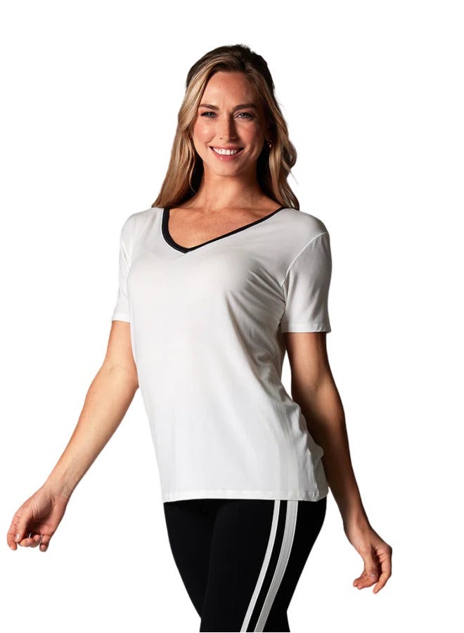 TAVI EVERYDAY V-NECK TEE COCONUT EBONY - Image 1