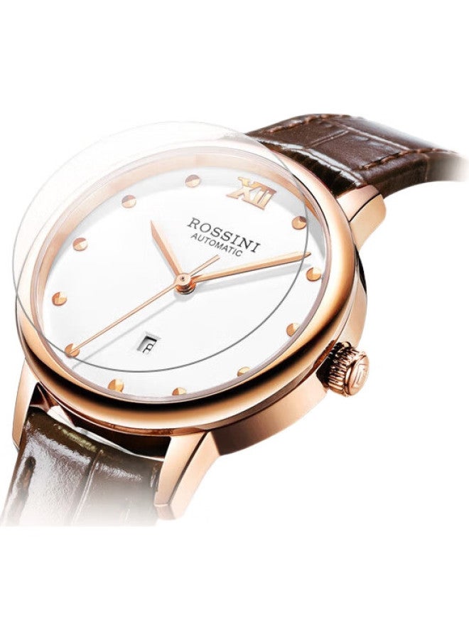 ROSSINI Women'S Watch New Year Gift Luxury Calendar Leather Strap Mechanical Watch White Dial 520998 - Image 2