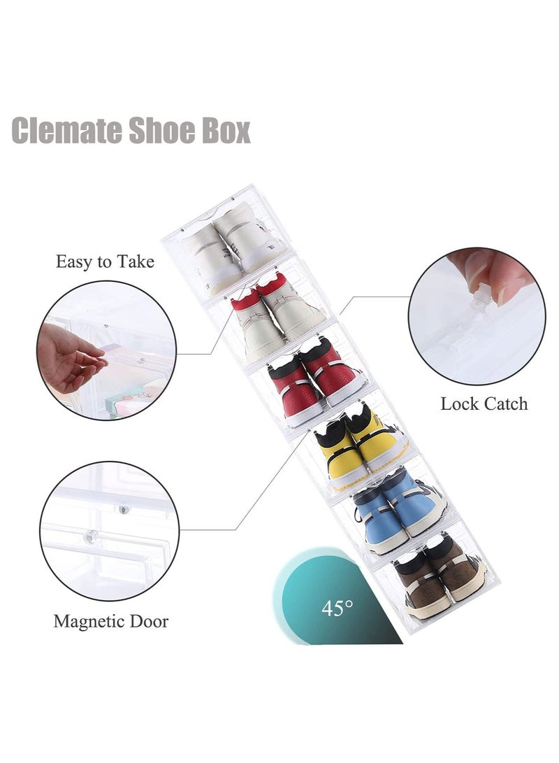 Cool Baby COOLBABY Shoe Storage 8PCS Shoe Box Clear Plastic Stackable Drop Front With Lids Shoe Organizer And Containers For Men/Women Easy Assembly - Image 2