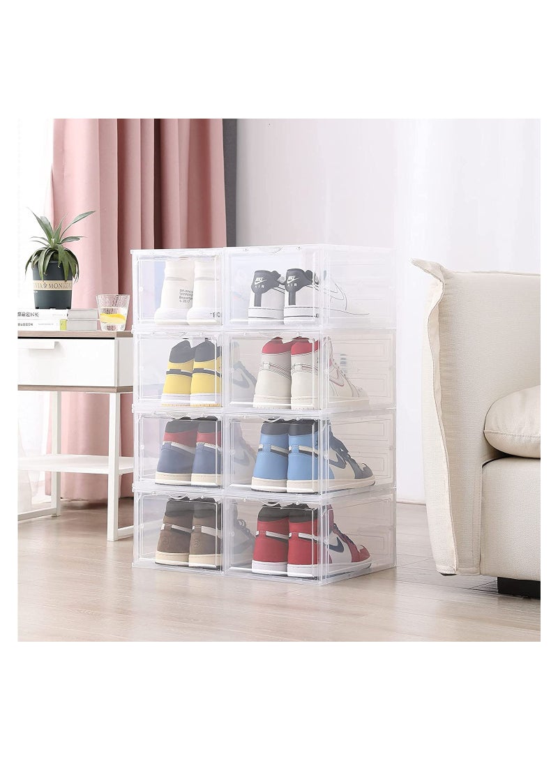 Cool Baby COOLBABY Shoe Storage 8PCS Shoe Box Clear Plastic Stackable Drop Front With Lids Shoe Organizer And Containers For Men/Women Easy Assembly - Image 3