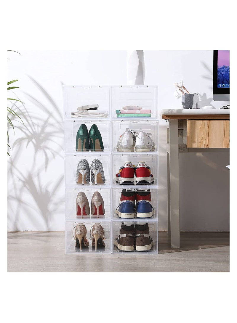 Cool Baby COOLBABY Shoe Storage 8PCS Shoe Box Clear Plastic Stackable Drop Front With Lids Shoe Organizer And Containers For Men/Women Easy Assembly - Image 4