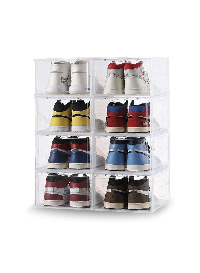 Cool Baby COOLBABY Shoe Storage 8PCS Shoe Box Clear Plastic Stackable Drop Front With Lids Shoe Organizer And Containers For Men/Women Easy Assembly - Image 1