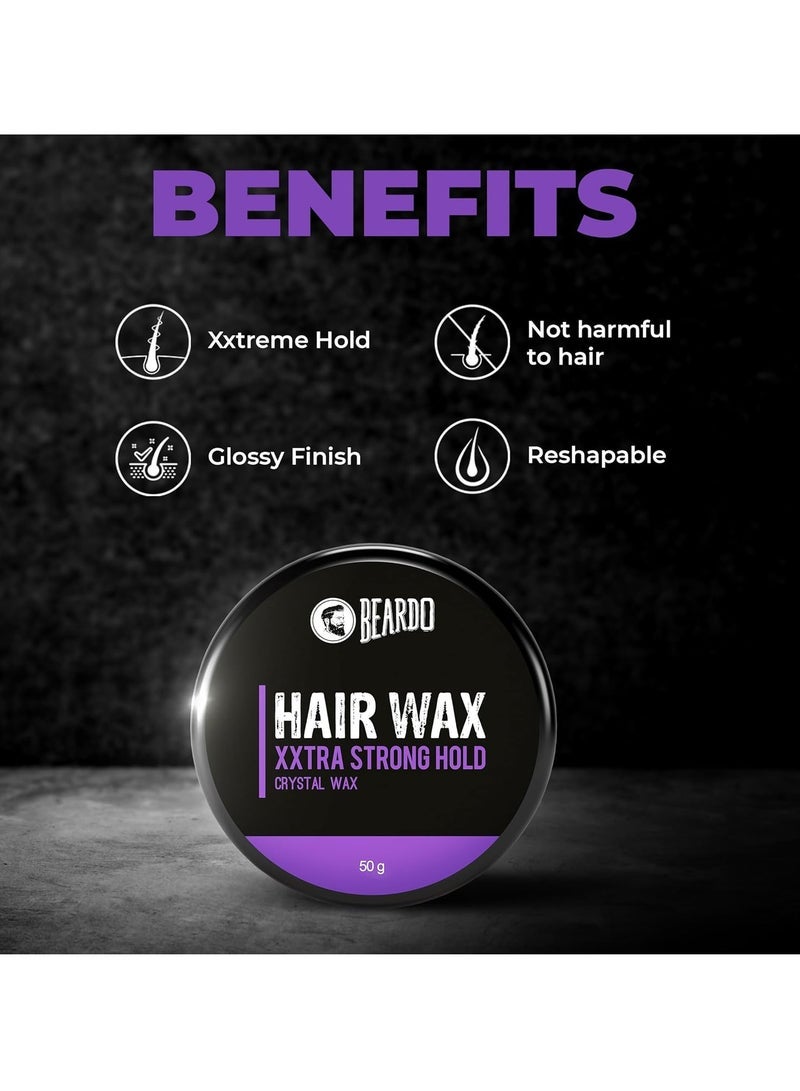 Beardo Xxtra Stronghold Hair Wax, 50 gm | Crystal Hair Wax for Men | Hair Wax Men | Hair Styling Wax for Glossy Finish & Shine | Extra Strong Hold Wax - Image 4