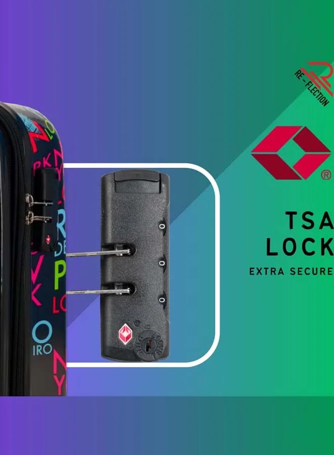 Reflection Reflection 24 Inch ABS and Polycarbonate Suitcase Lightweight Hardside Iconic Print Series Travel Luggage Trolley with 84L Storage Capacity 4 Spinner Wheels and TSA Lock Multicolor