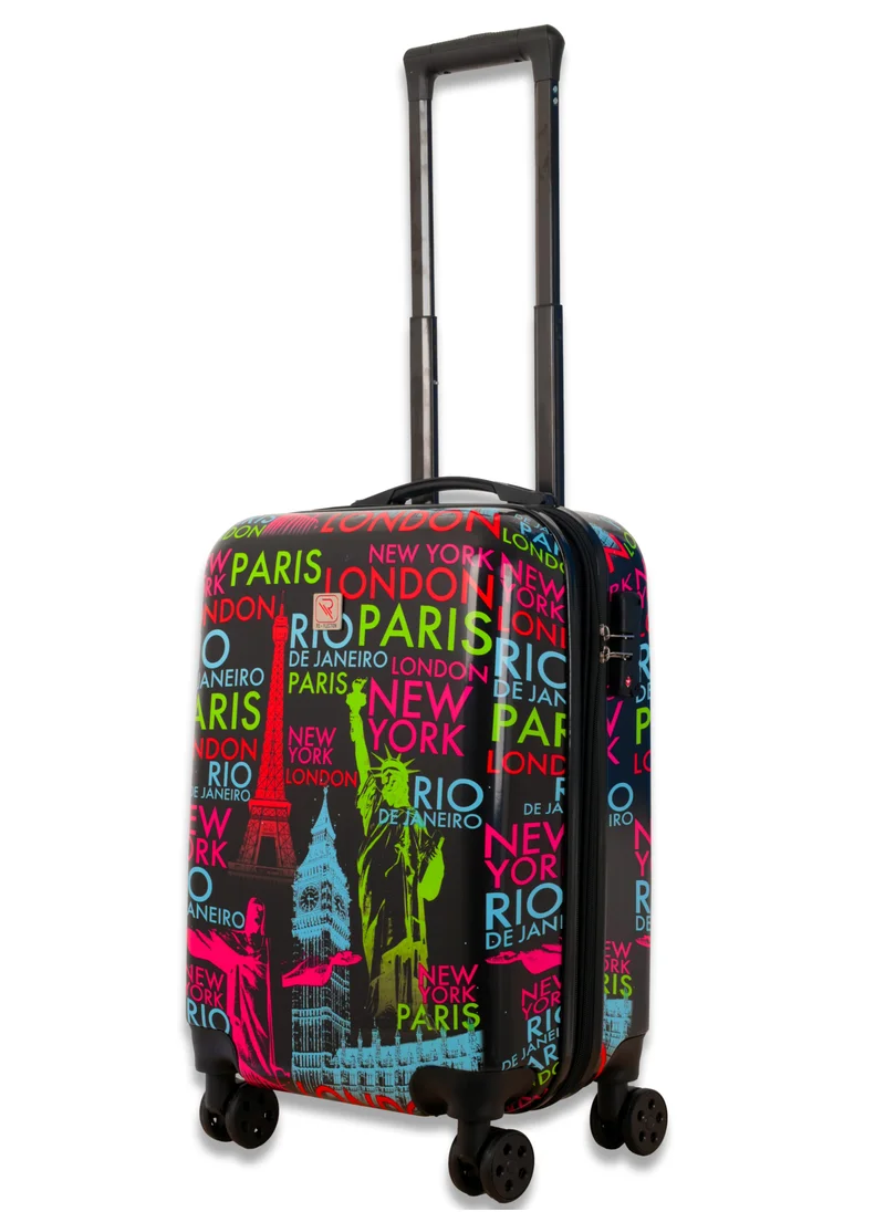 Reflection Reflection 24 Inch ABS and Polycarbonate Suitcase Lightweight Hardside Iconic Print Series Travel Luggage Trolley with 84L Storage Capacity 4 Spinner Wheels and TSA Lock Multicolor