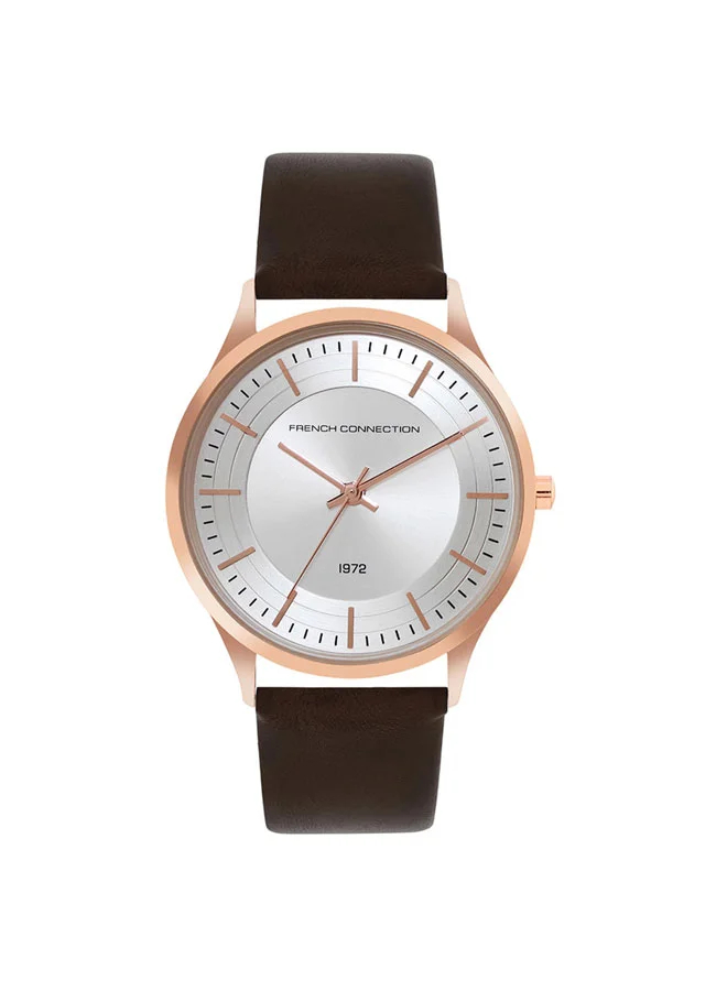 French Connection 42mm Men's Quartz Watch with Silver Dial