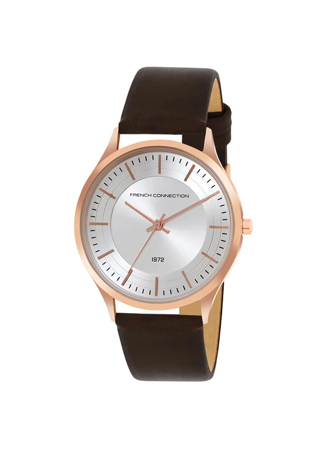 French Connection 42mm Men's Quartz Watch with Silver Dial