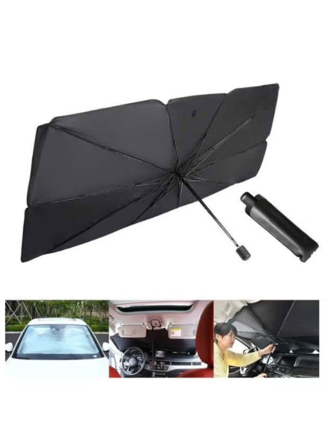 Car sunshade for windshield, foldable sun visor, UV protection and heat insulation, adjustable telescopic design, easy to install with storage bag, compact size, suitable for all cars - Image 1