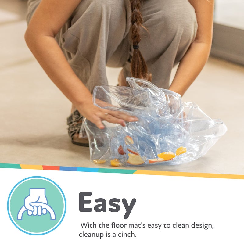 Nuby High Chair Waterproof Floor Mat - 50" Clear Circle Kitchen Mat - Protects Floor from Spills and Messes - Image 4