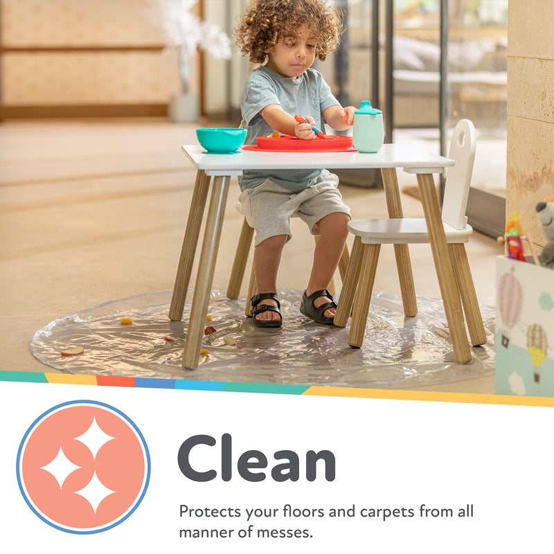Nuby High Chair Waterproof Floor Mat - 50" Clear Circle Kitchen Mat - Protects Floor from Spills and Messes - Image 2