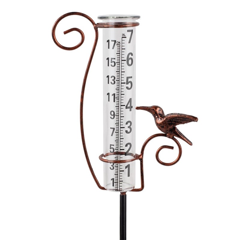 HOBYLUBY Rain Gauge Outdoor with 7 Inch Glass Tube Rain Gauges Large Clear Numbers Measure Gauge for Yard Garden LawnIron Bird - Image 2
