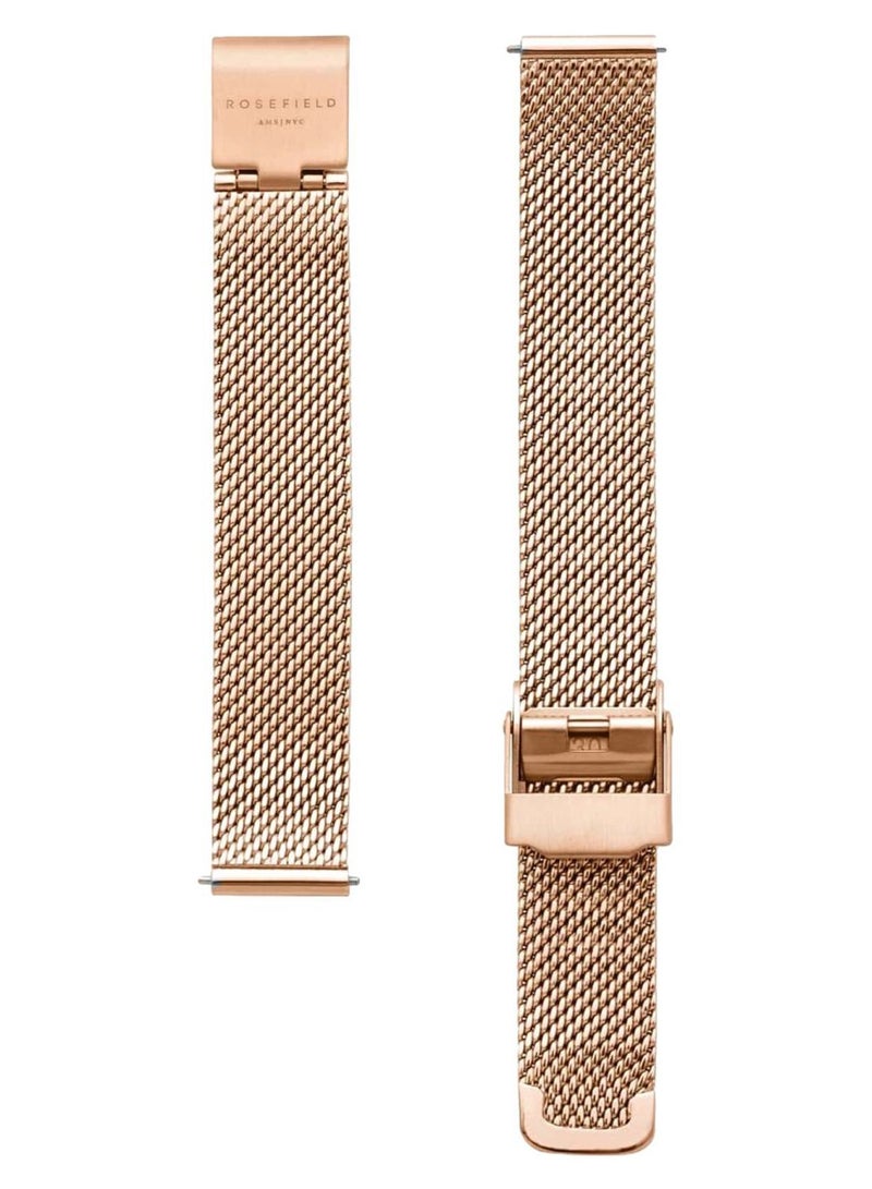 RoseField ساعة نسائية أنالوج كوارتز بتصميم بيضاوي من الفولاذ المقاوم للصدأ مع سوار شبكي باللون الوردي الذهبي OWRMR-OV12 - Image 2